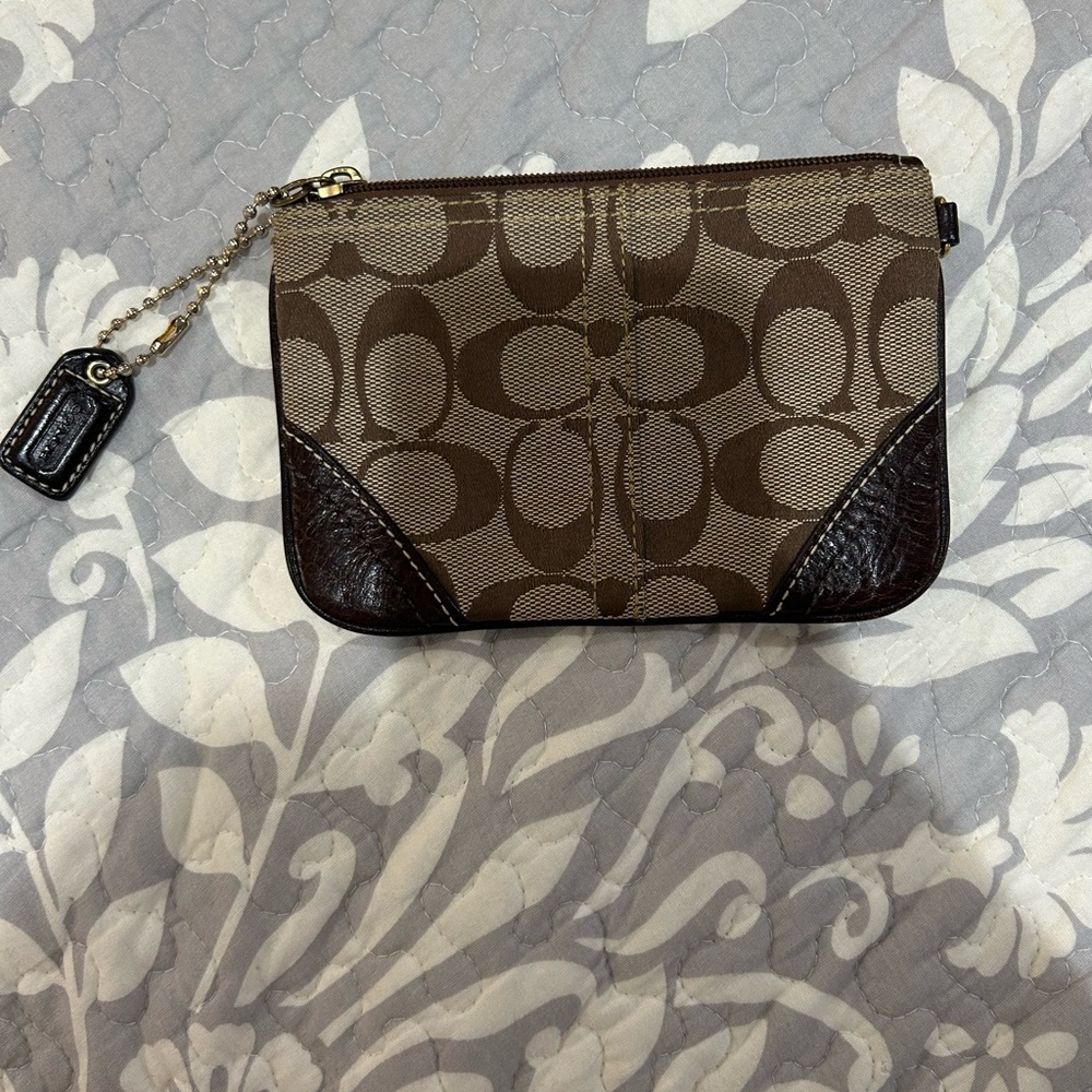 Coach Brown Monogram Wristlet